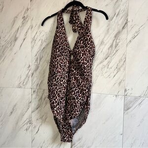Kona Sol Leopard Halter Tie One Piece Monokini SZ 22W